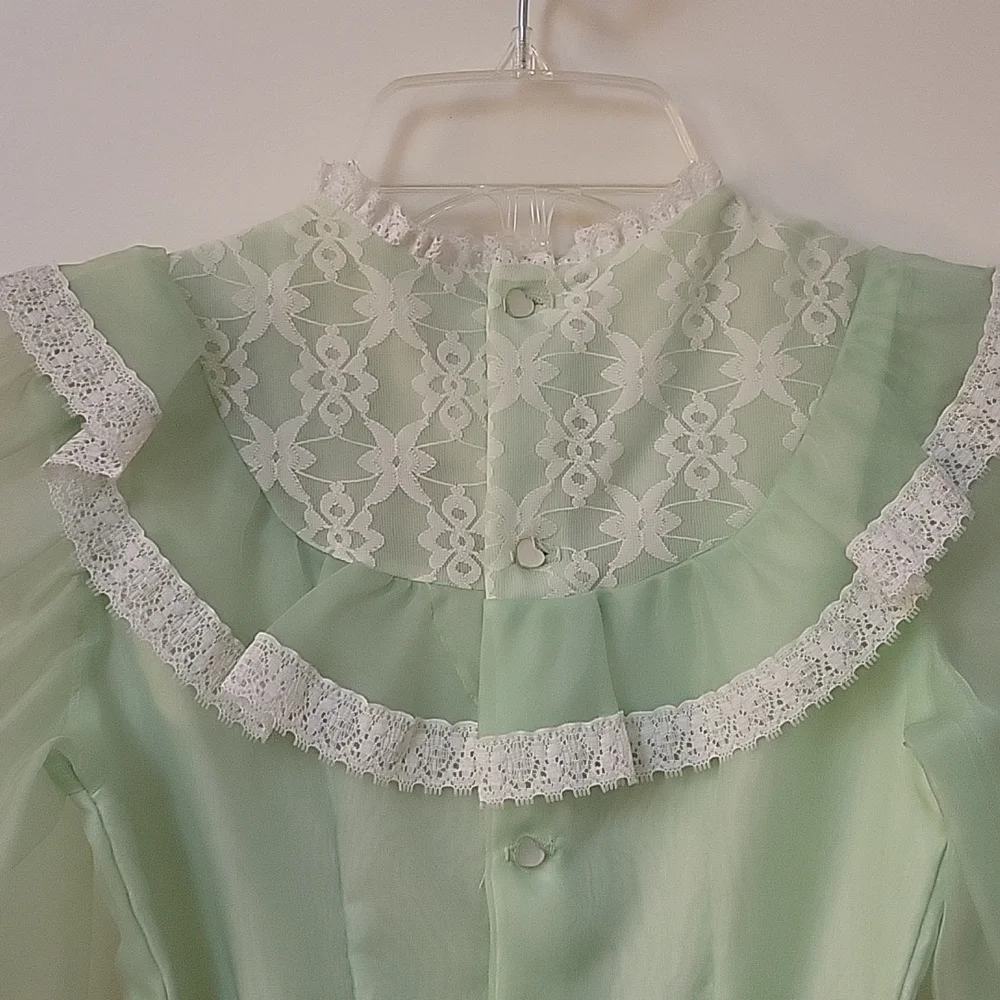 Vtg 1960s MARTHA'S MINIATURES Chiffon Lace Bow Tie Pageant Lolita Easter Dress